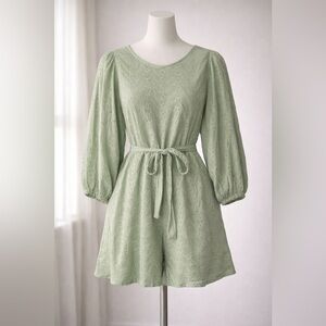 MELLODAY Sage Eyelet Tie-Waist Jumpsuit